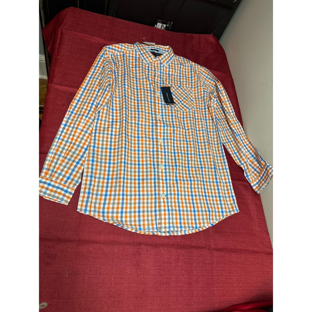 Tommy Hilfiger Boys XL 20 Russet Orange Gingham Button Down Shirt NWT